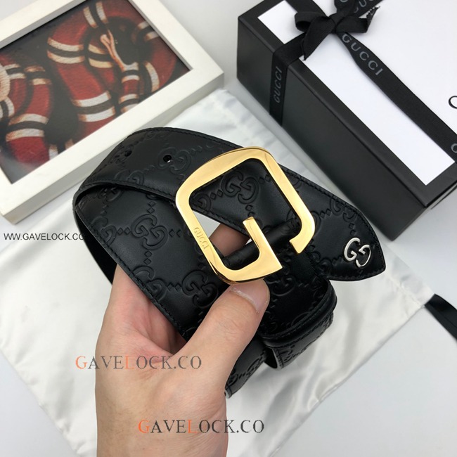 NEW Gucci Men's Leather Belt w Large Polish Gold G Buckle NEW Gucci Men's Leather Belt w Large Polish Gold G Buckle